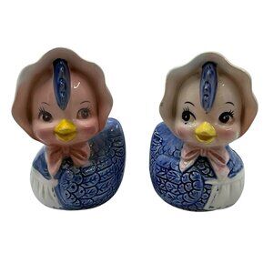 Vintage Enesco Salt &‎ Pepper Bluebird Happy Retro Kitsch Anthropomorphic 1950s